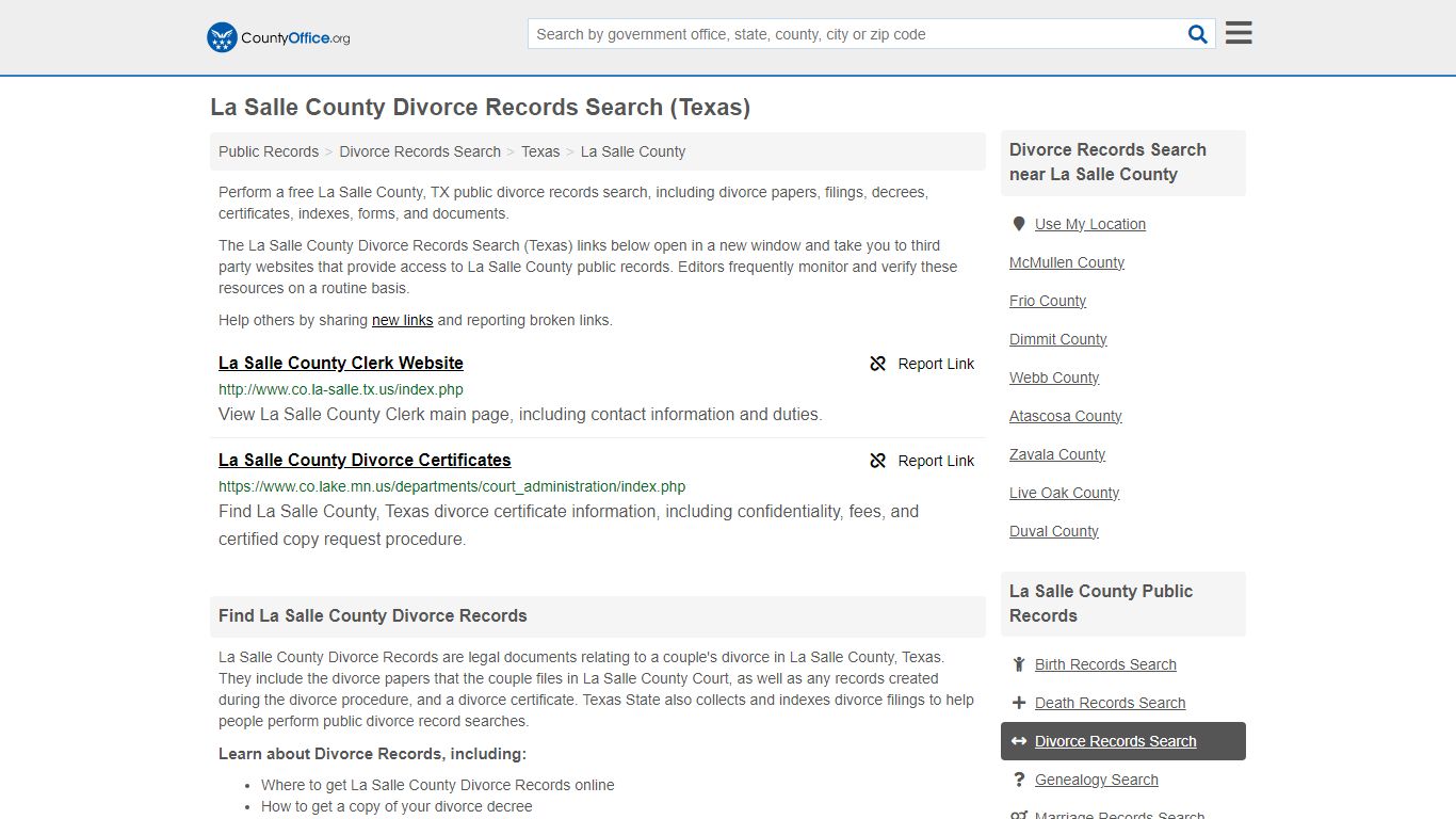 Divorce Records Search - La Salle County, TX (Divorce Certificates ...