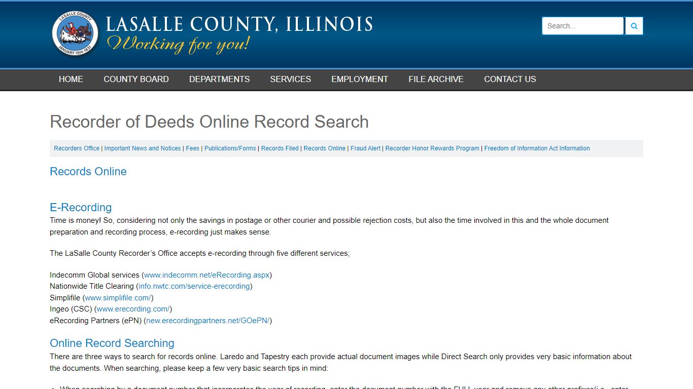 Recorder of Deeds Online Record Search - Lasalle County Illinois